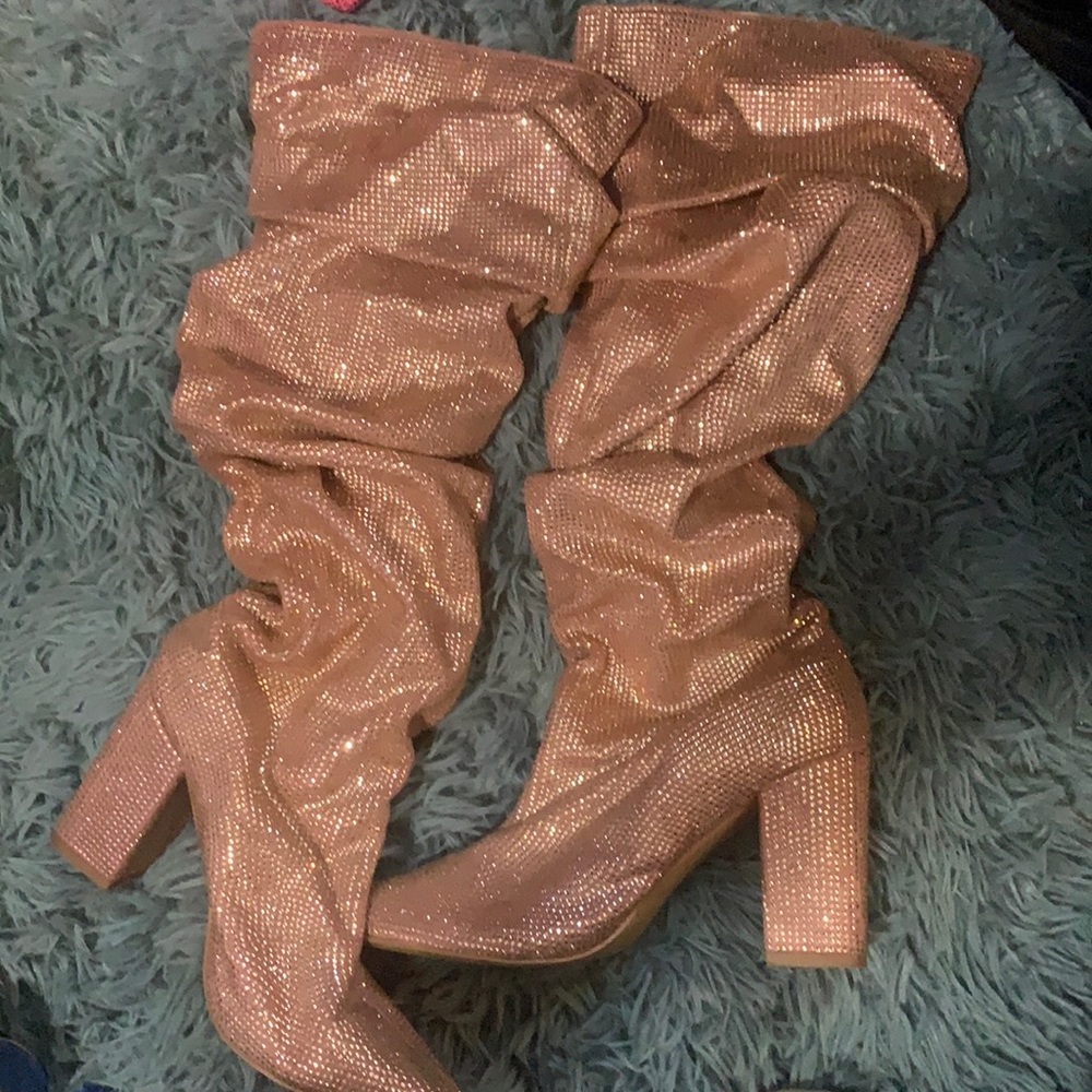 Pink sparkly heel boots